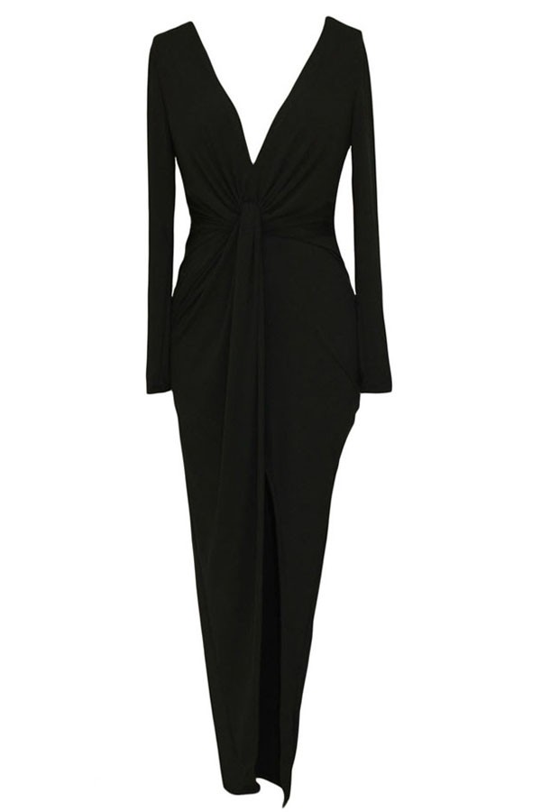 High Neck Long Sleeve Black Lace Dress & Oscar Fashion Review