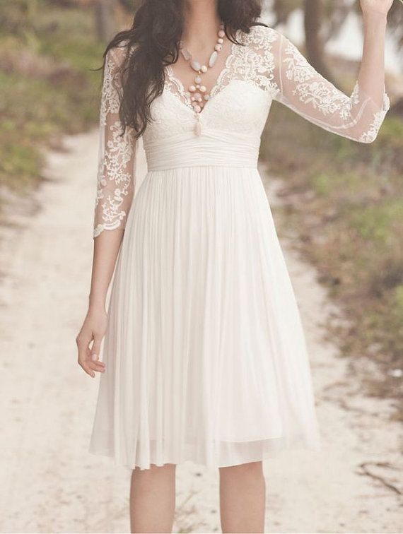 Short Long Sleeve White Lace Dress : Review Clothing Brand