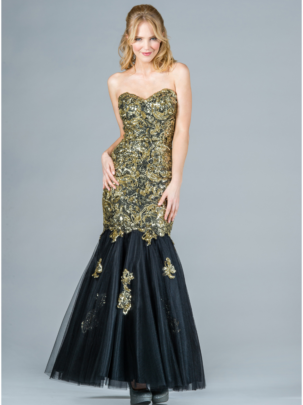 Black And Gold Metallic Dress - Make Your Evening Special