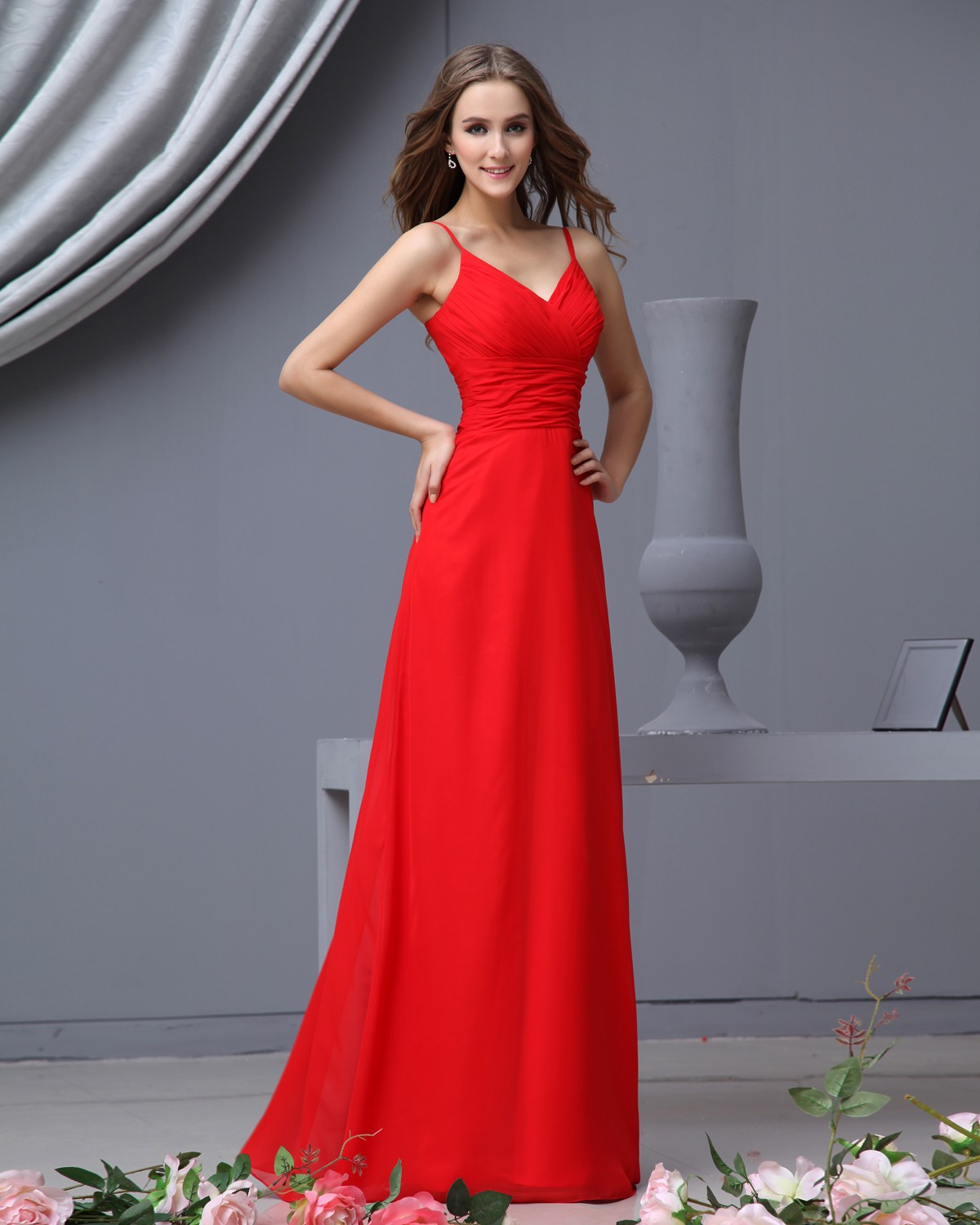 Bridesmaids In Red Dresses & Beautiful And Elegant