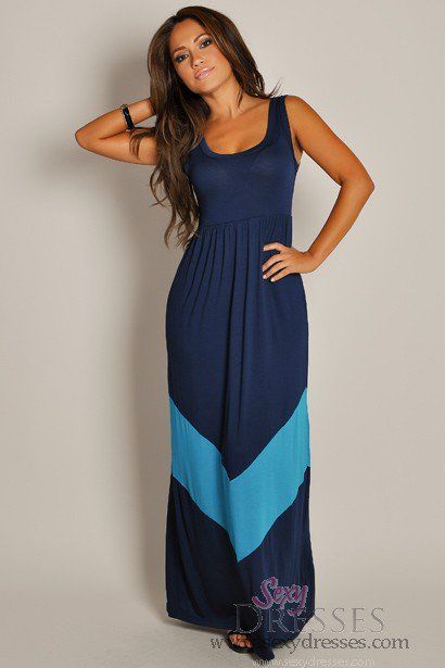 Casual Navy Blue Maxi Dress & Overview 2017