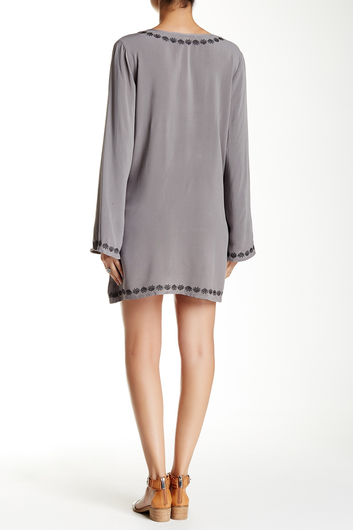 Embroidered Bell Sleeve Dress - Spring Style