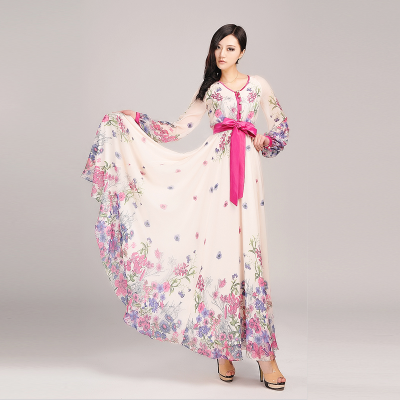 Full Length Silk Dress & Details 2017-2018