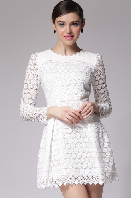 Lace White Dress Long Sleeve - Make Your Evening Special