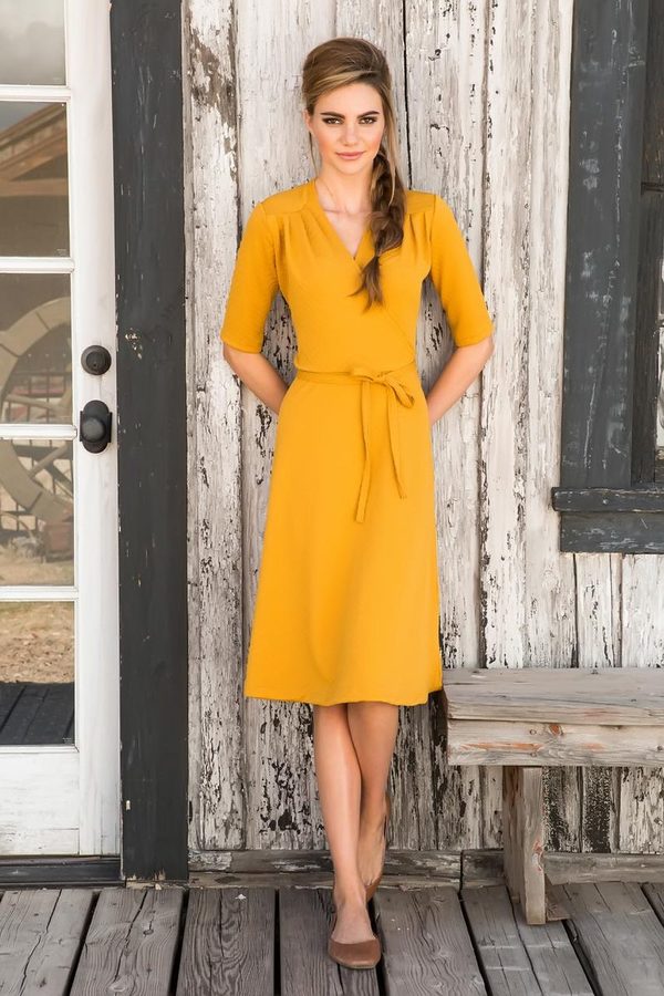 Mustard Yellow Long Sleeve Dress & Be Beautiful And Chic
