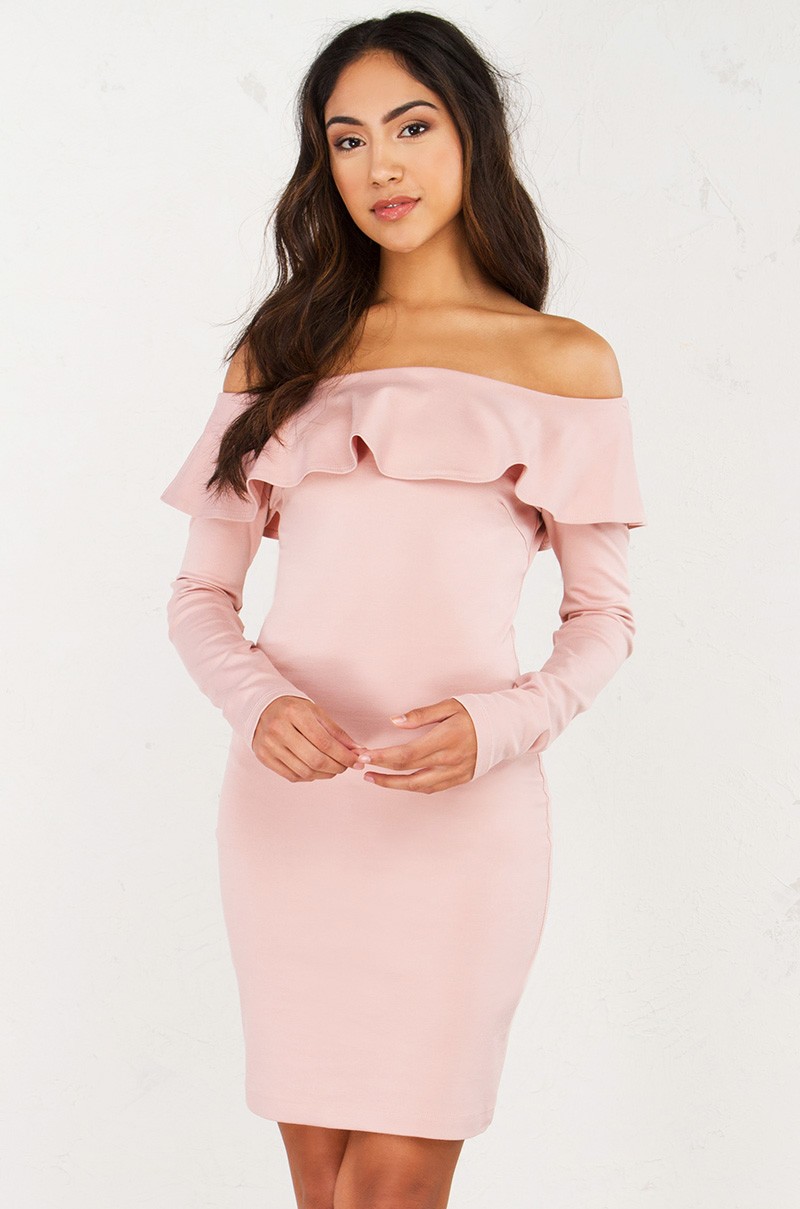 Off The Shoulder Frill Top Dress - 2017-2018 Fashion Trend