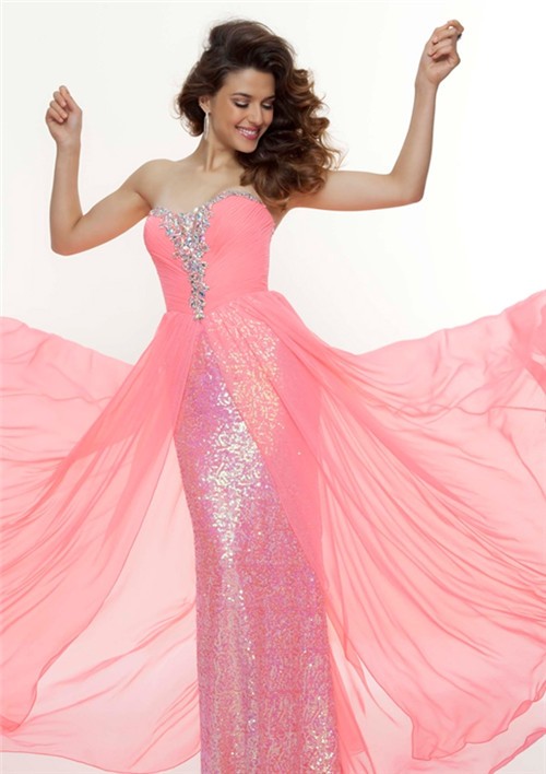 Pink Sequin Long Dress - For Beautiful Ladies