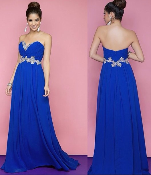 Royal Blue Backless Prom Dress : Best Choice – FashionMora