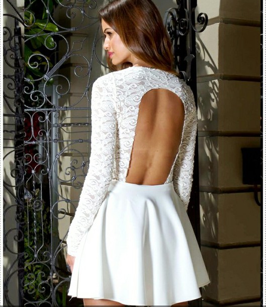 Short Long Sleeve White Lace Dress : Review Clothing Brand