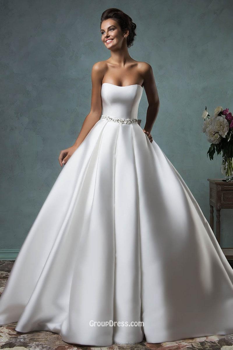 Strapless Floor Length Silver Satin Gown & Spring Style