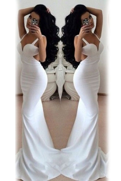White Backless Evening Gown - 2017-2018