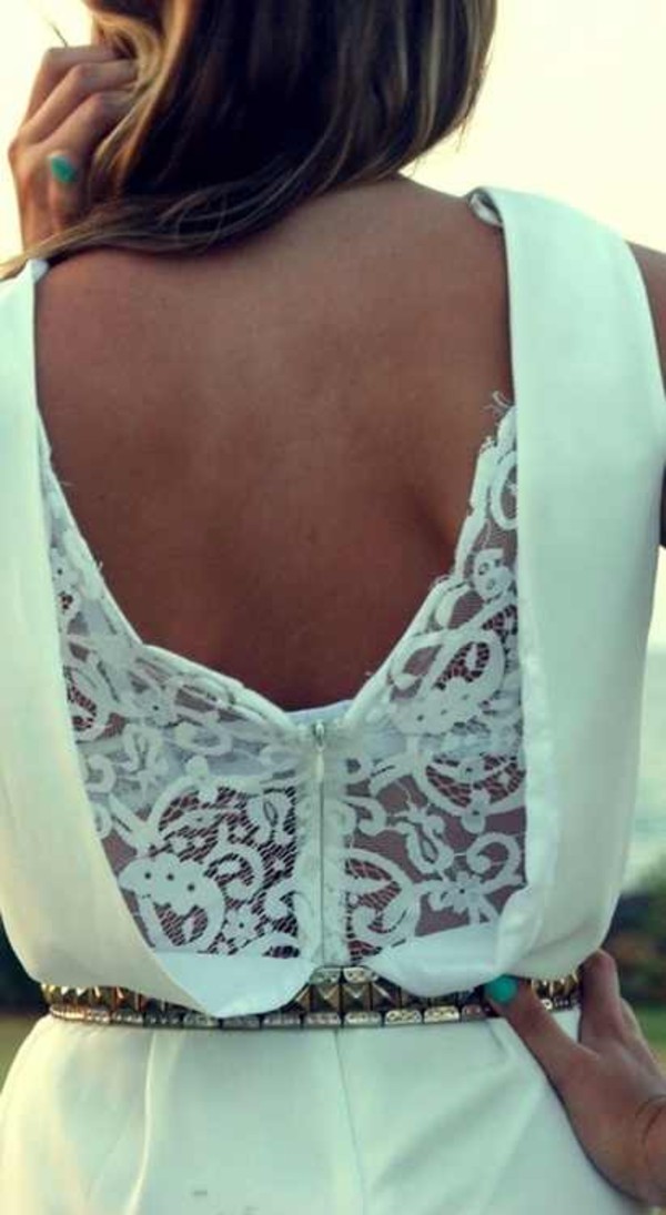 White Dress With Lace Back - 2017-2018